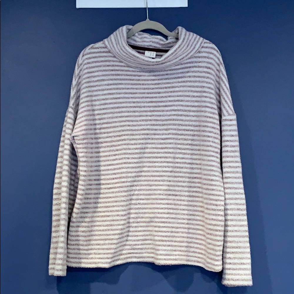 Soft striped cowl neck sweater